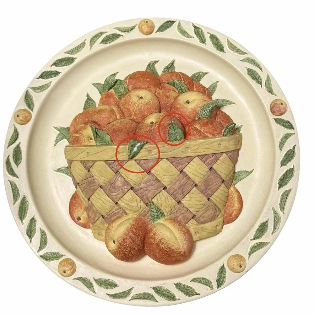 Rhodes Plate Bountiful Harvest Basket Full Of Apples & Peaches 3D Kathy O'Malley